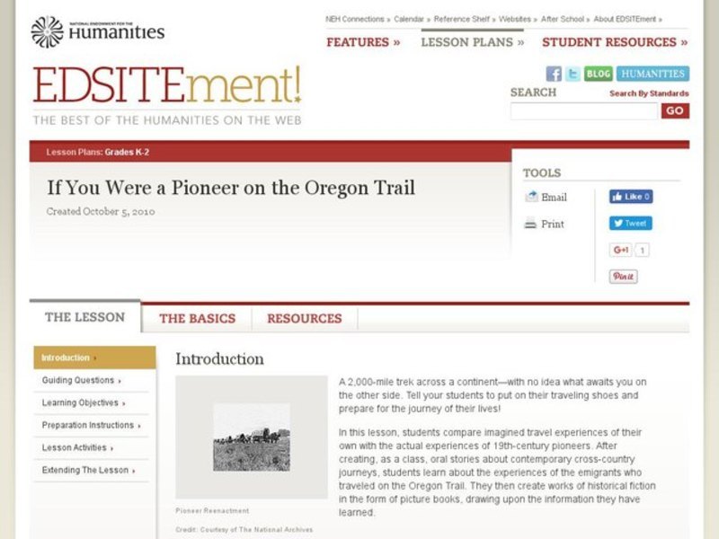 If You Were a Pioneer on the Oregon Trail Lesson Plan