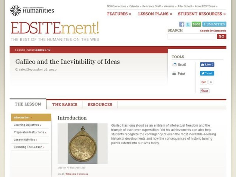 Galileo and the Inevitability of Ideas Lesson Plan
