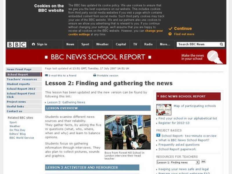 Finding and Gathering The News Lesson Plan