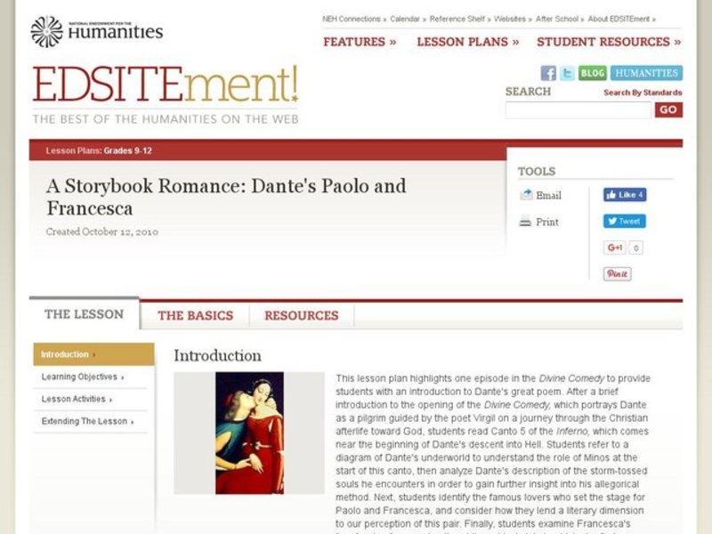 A Storybook Romance: Dante's Paolo and Francesca Lesson Plan