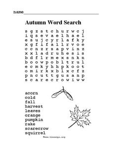 Autumn Word Search Worksheet