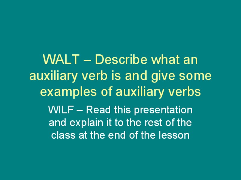 Auxiliary Verbs PPT