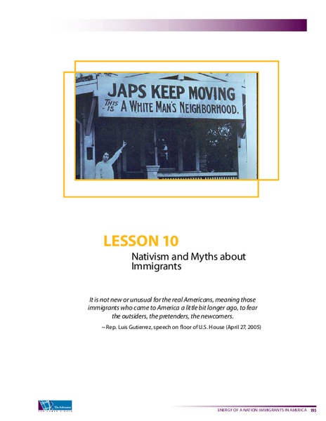 Nativism and Myths about Immigrants Lesson Plan