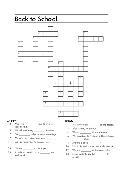 Back to School Worksheet