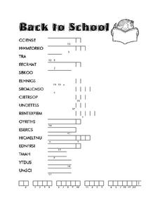 Back to School Worksheet