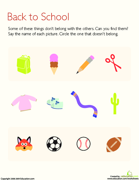 Back to School Worksheet