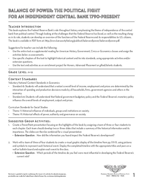 Balance of Power Lesson Plan