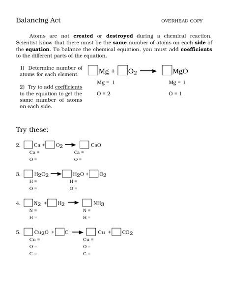 Balancing Act Worksheet