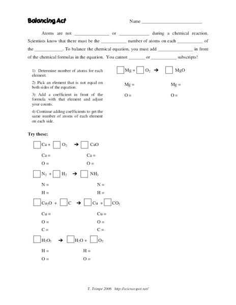 Balancing Act Worksheet