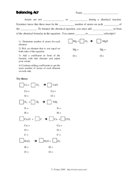 Balancing Act Worksheet