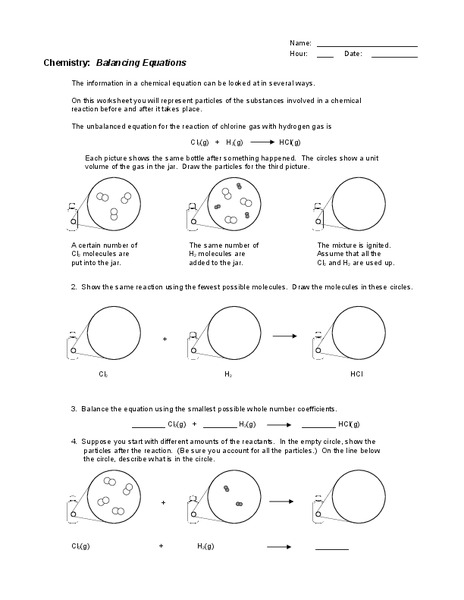 Balancing Equations Worksheet