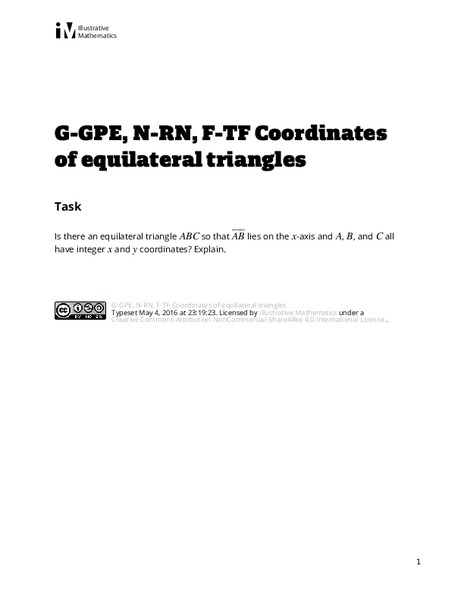 Coordinates of Equilateral Triangles Assessment