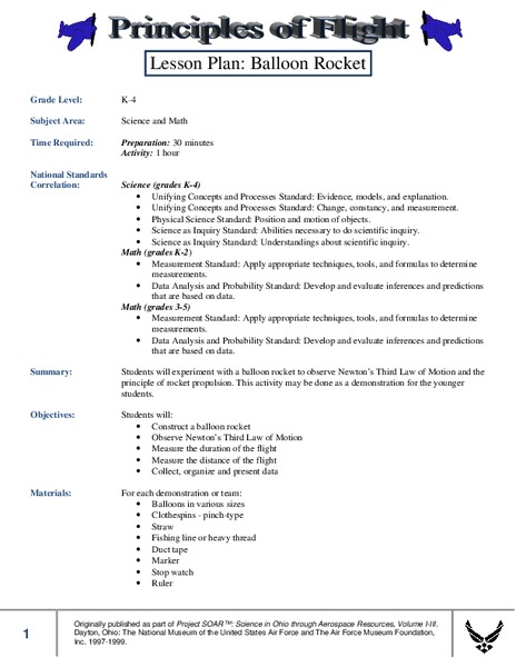 Balloon Rocket Lesson Plan