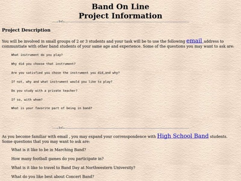 Band On Line Lesson Plan