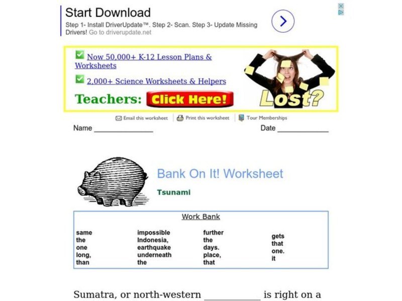 Bank on it! Worksheet Worksheet