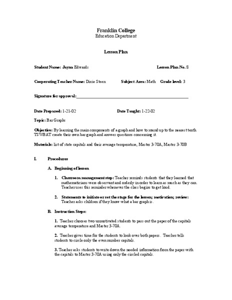 Bar Graphs Lesson Plan
