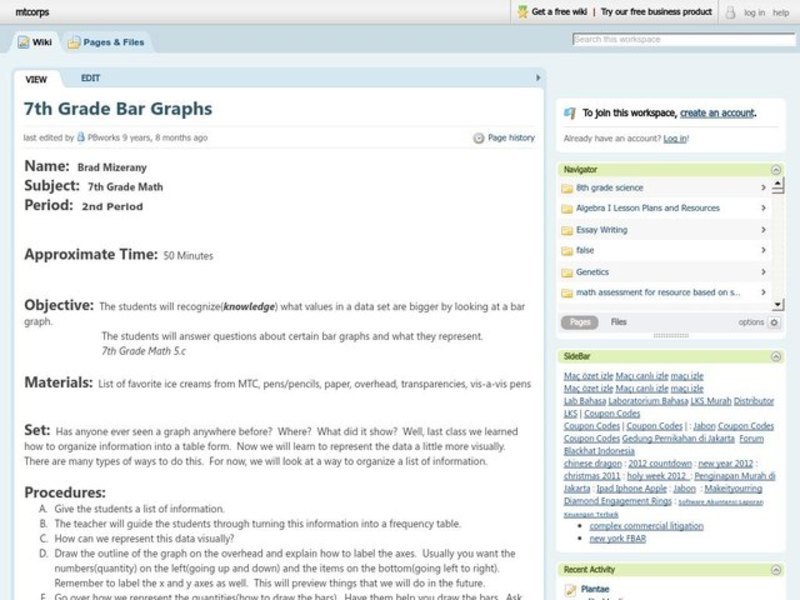 Bar Graphs Lesson Plan