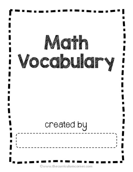 Academic Math Vocabulary Organizer