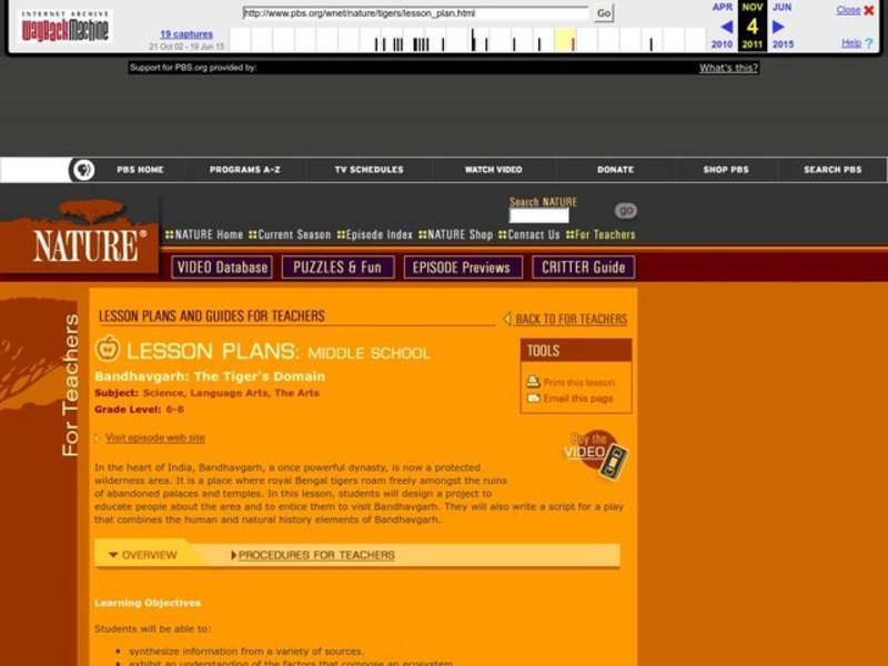 Bandhavgarh: The Tiger's Domain Lesson Plan