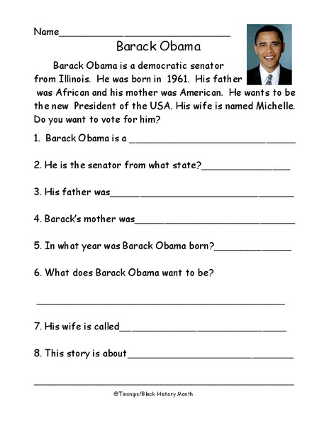 Barack Obama Worksheet
