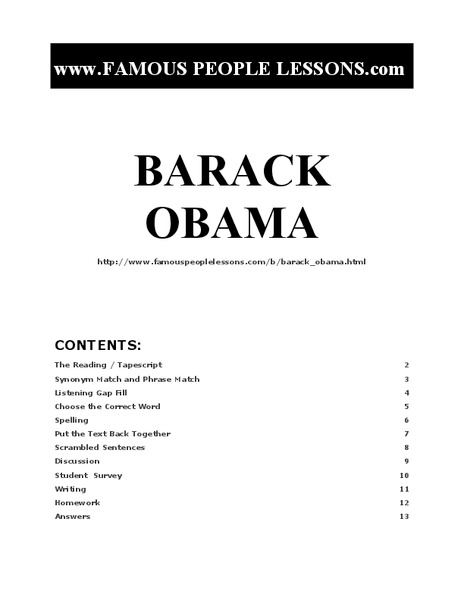 Barack Obama Worksheet