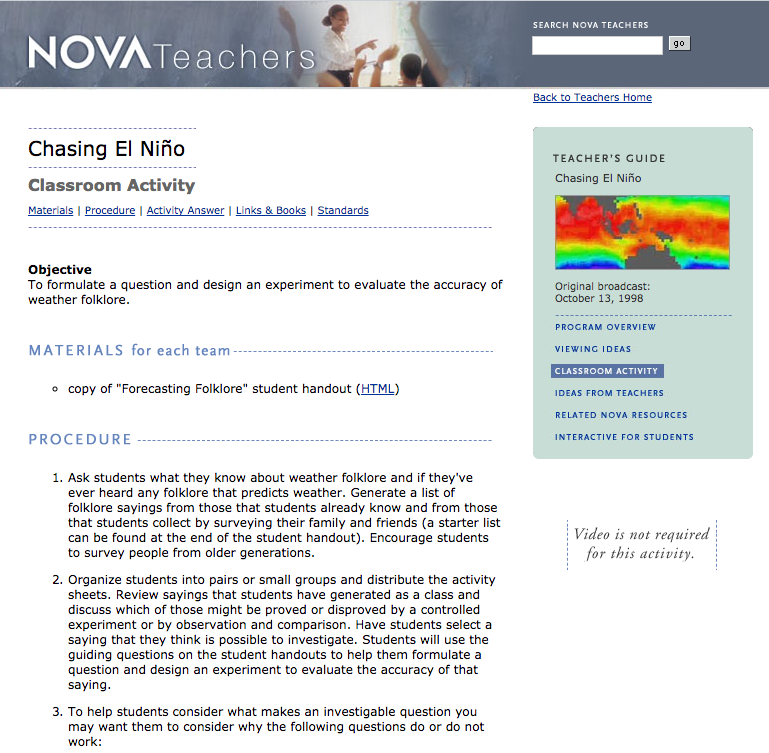 Chasing El Niño Lesson Plan