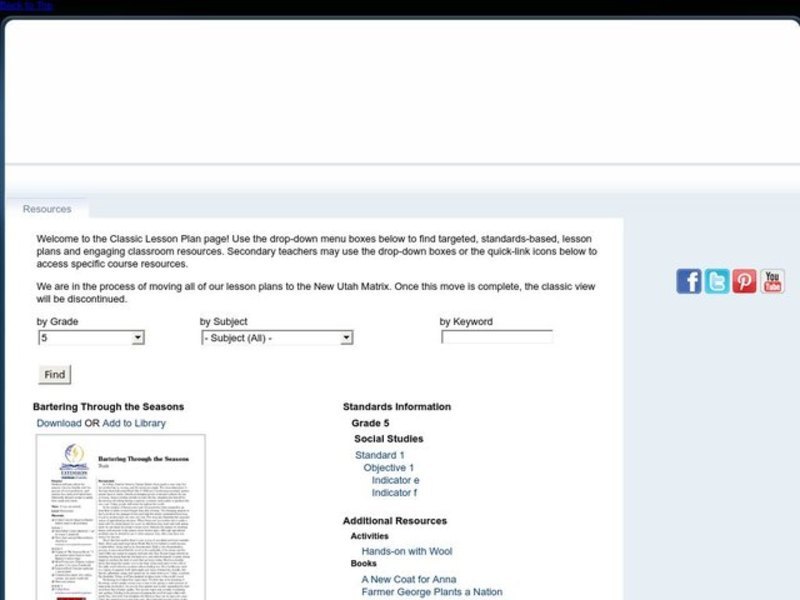 Bartering Through the Seasons Lesson Plan