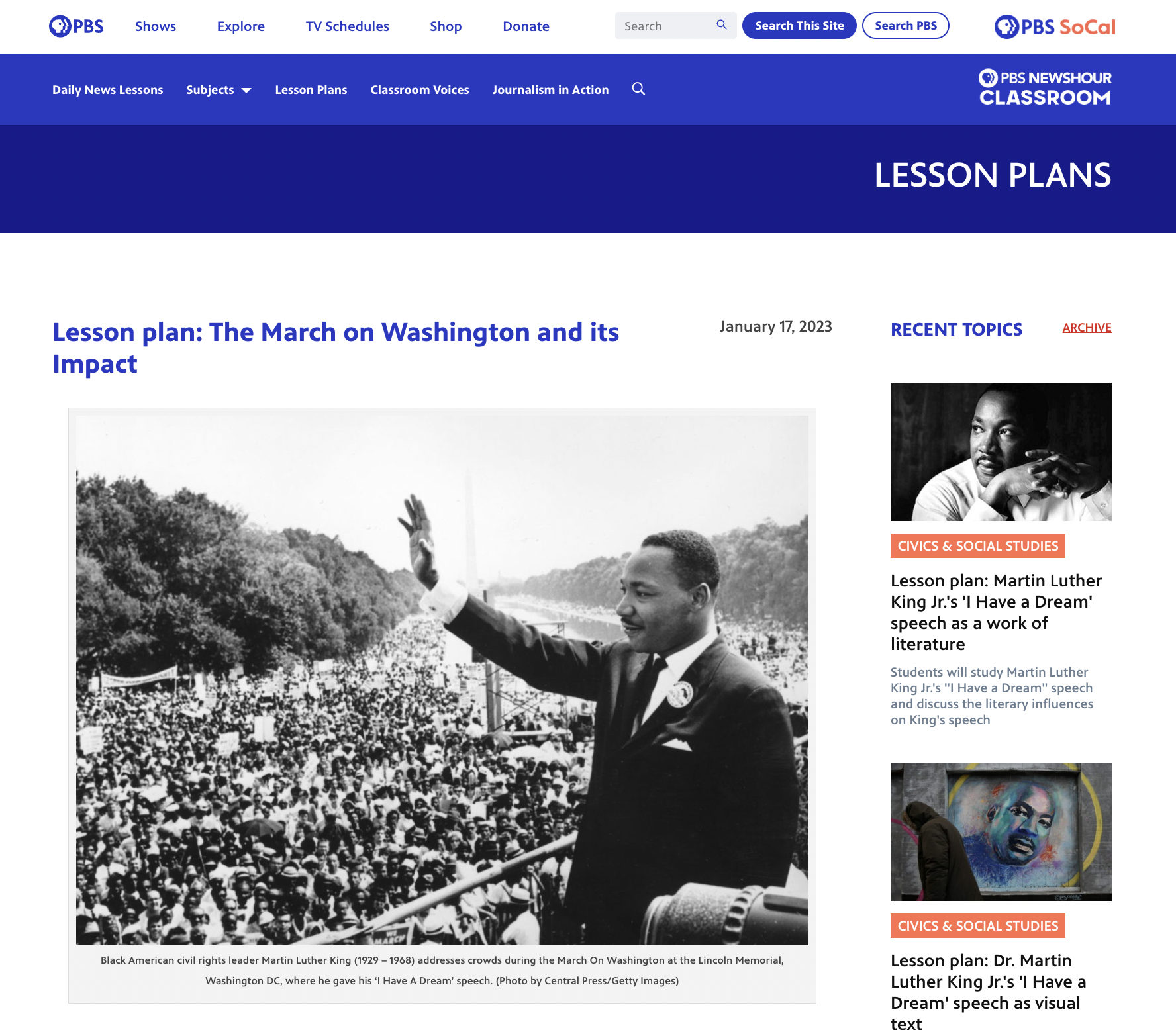 The March on Washington and Its Impact Lesson Plan