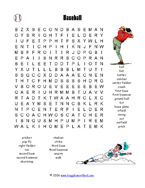 Baseball Worksheet