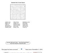 Baseball Hall of Fame Players Worksheet