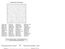 Baseball Hall Of Fame Players Worksheet