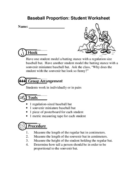 Baseball Proportion: Student Worksheet Lesson Plan