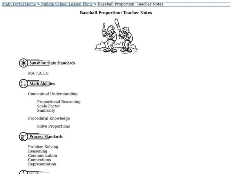 Baseball Proportion Lesson Plan