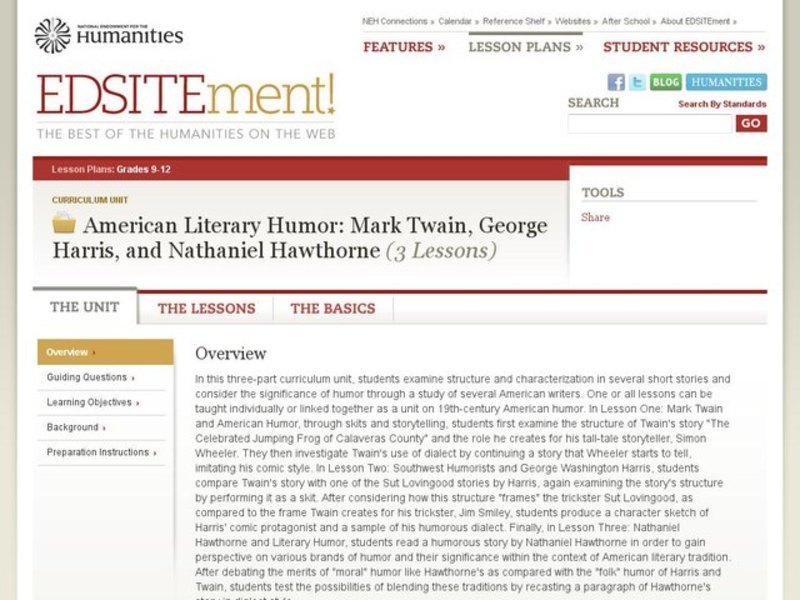 American Literary Humor: Mark Twain, George Harris, and Nathaniel Hawthorne Unit Plan