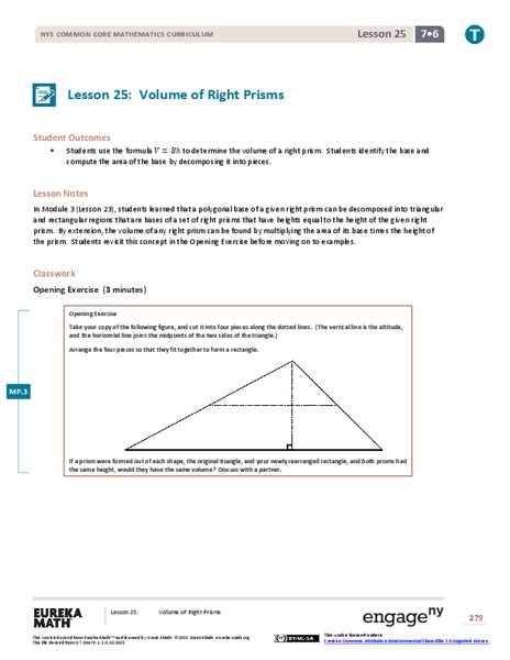 Volume of Right Prisms Lesson Plan