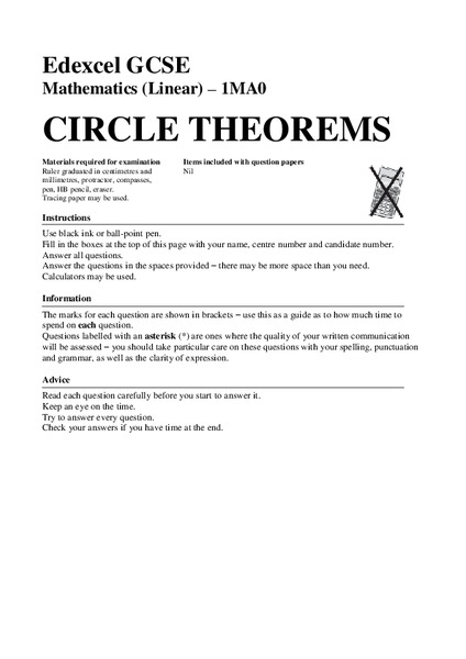 Circle Theorems Assessment