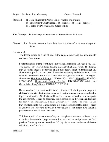 Basic Shapes Lesson Plan