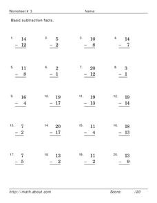 Basic Subtraction Worksheet