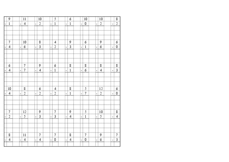 Basic Subtraction Facts Worksheet