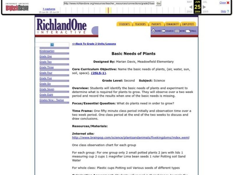 Basic Needs of Plants Lesson Plan