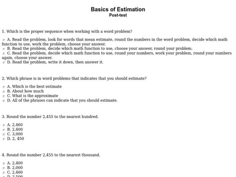 Basics of Estimation Interactive