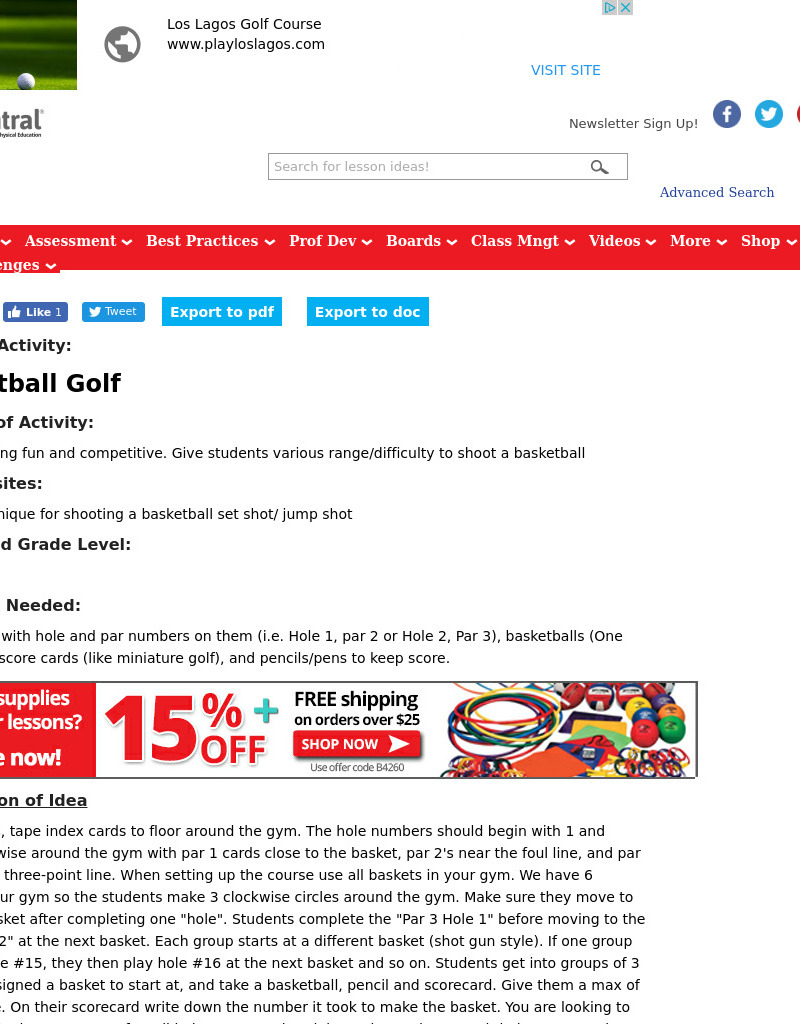 Basketball Golf Lesson Plan