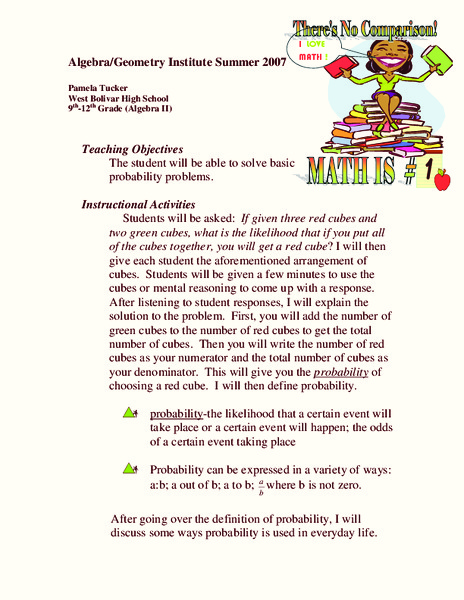 Basic Probability Lesson Plan