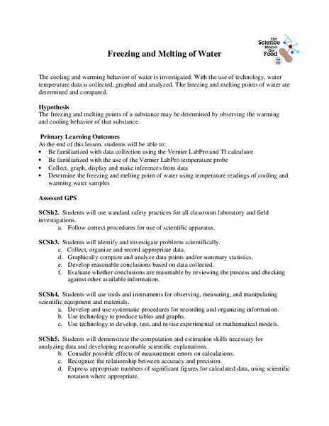 Freezing and Melting of Water Lesson Plan