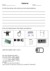 Batteries Worksheet