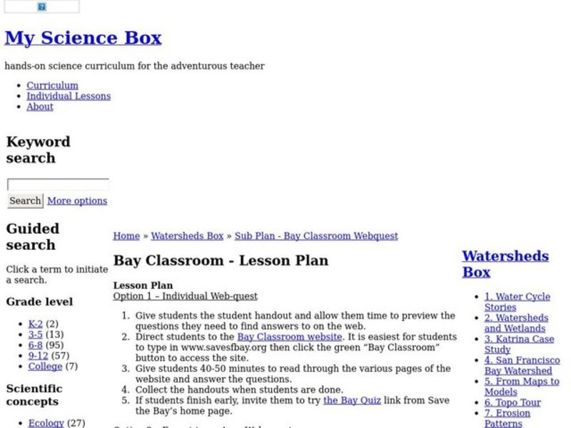 Bay Classroom Lesson Plan