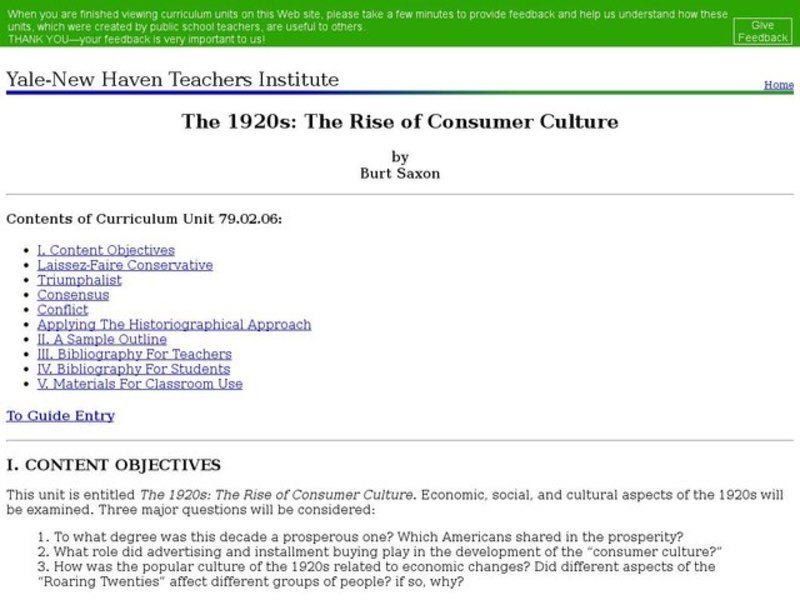 The 1920s: The Rise of Consumer Culture Lesson Plan
