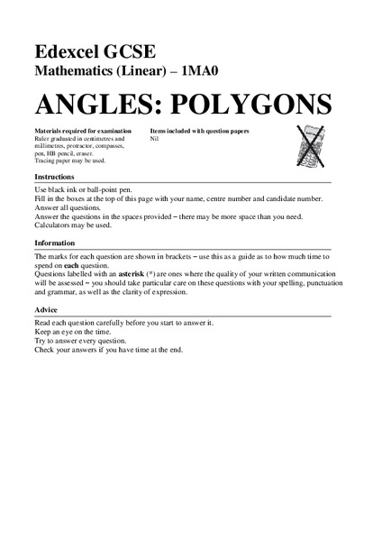 Angles in Polygons Assessment