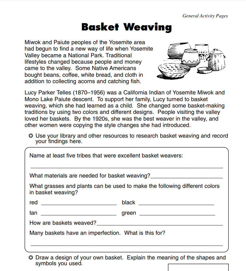Basket Weaving Worksheet