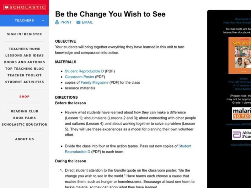 Be the Change You Wish to See Lesson Plan